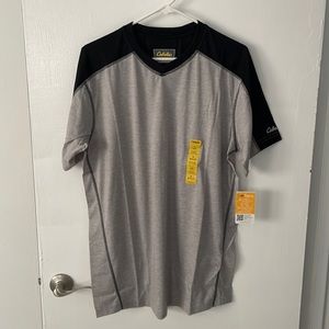 Mens Cabela’s Goose Gray Heather  black active v-neck short sleeve shirt large L